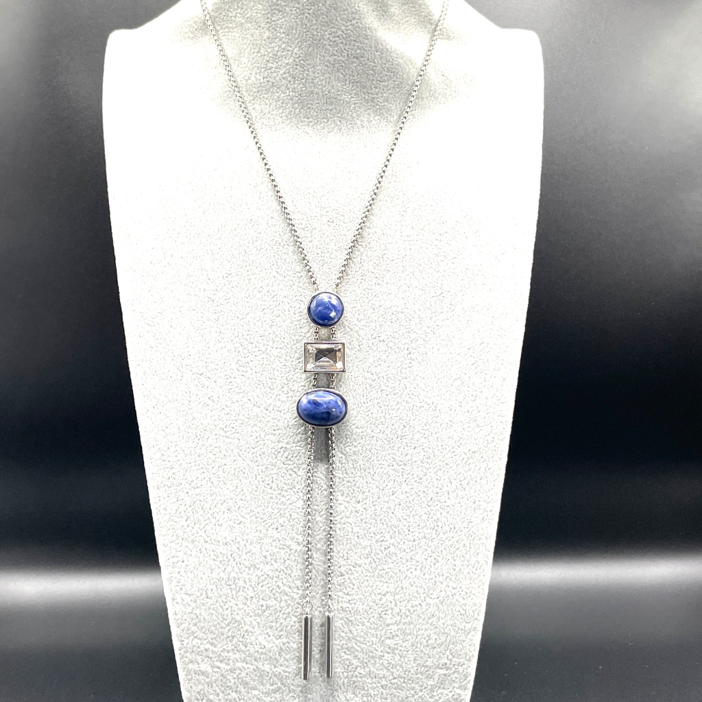 Susan Graver Multi-Stone & Crystal Drop Necklace